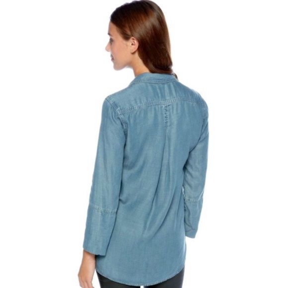 065 Anthropologie CLOTH & STONE Shirt Tail Button Down Shirt - Picture 7 of 8